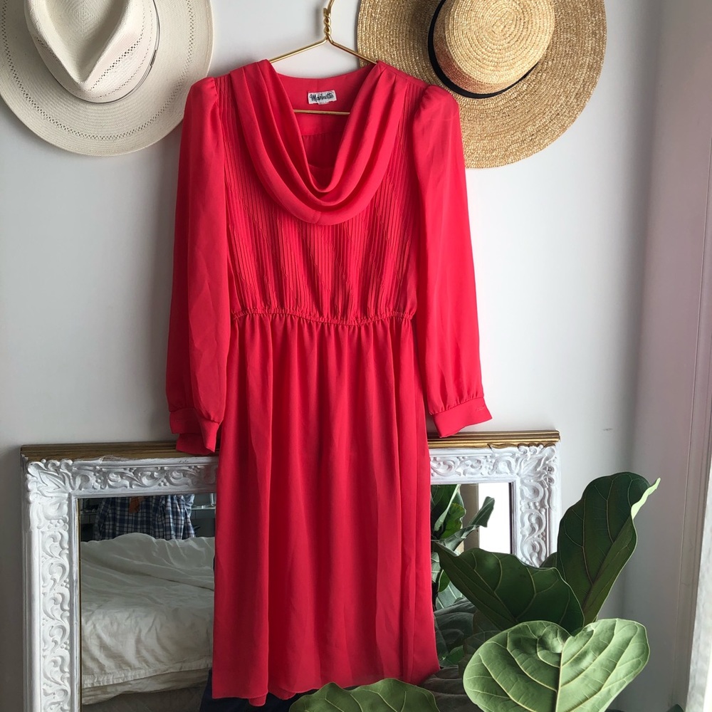 True Vintage 1970s pink midi dress